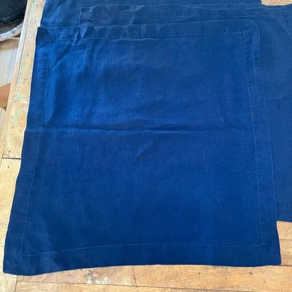Napkin Set of 6 22in x 22in Navy Blue 100% Linen
